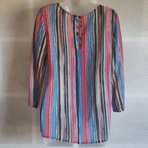 Isaac Mizrahi Kamilian Striped Top - Picture 3 of 5